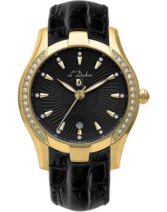 L'Duchen LDuchen D 201.21.31  D 201.21.31 кварцевые женские часы черный циферблат, браслет кожаный — вид спереди